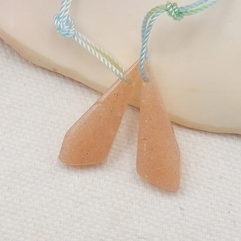 Sunstone Earrings Stone Pair, stone for earrings making, 22x13x4mm, 1.9g - MyGemGarden