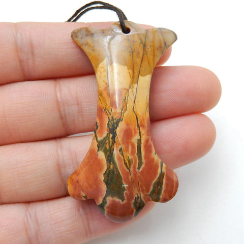 Natural Multi-Color Picasso jasper Gemstone Pendant, Natural Stone Jewelry, 53x28x8mm, 14.4g - MyGemGarden