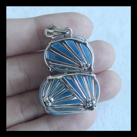 New Arrival!!! Sterling Silver 925 Blue Aquamarine Necklace Pendant, 30x23x15mm, 16.2g(f0713) - MyGemGarden