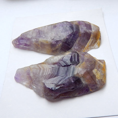 Natural Nugget Amethyst Gemstone Cabochon Pair, 48x23x8mm,44x24x9mm, 23g - MyGemGarden