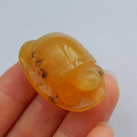 Natural Yellow Opal Gemstone Sea Turtle Carved Ornament, 35x21x16mm, 11.62g - MyGemGarden