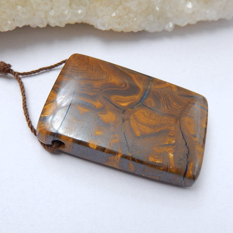 Natural Boulder opal Drilled Rectangle Gemstone Pendant Bead, 37x26x8mm, 20g - MyGemGarden