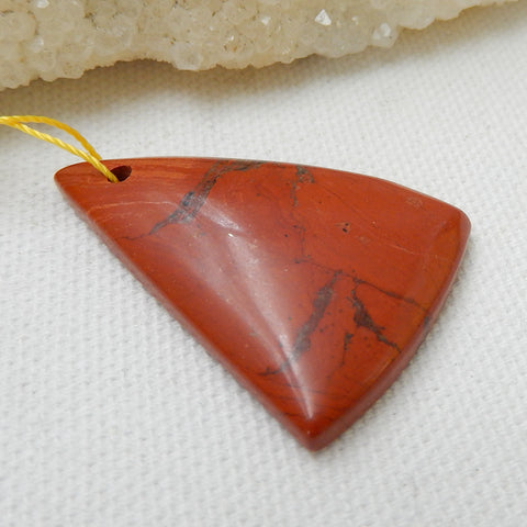 Natural Red River Jasper Drilled Gemstone Pendant Bead, 37x26x6mm, 8.2g - MyGemGarden