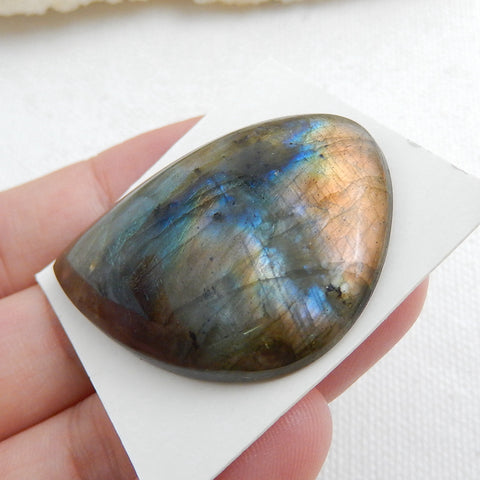 Natural Labradorite Teardrop Gemstone Cabochon, 42x30x8mm, 14.8g - MyGemGarden