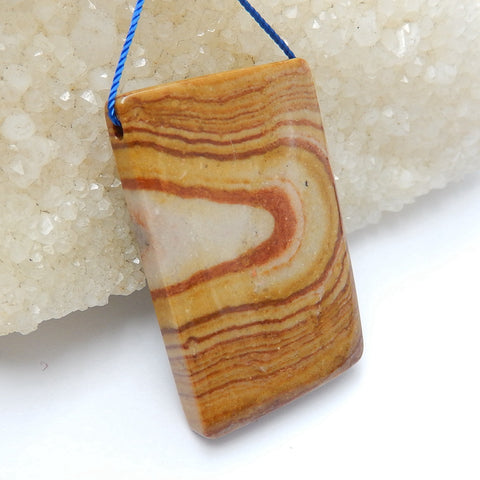 Natural Us Biggs Jasper Drilled Rectangle Gemstone Pendant Bead, 43x28x8mm, 19.9g - MyGemGarden