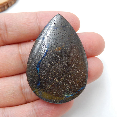 Natural Boulder opal Teardrop Gemstone Cabochon, 43x30x8mm, 14.7g - MyGemGarden