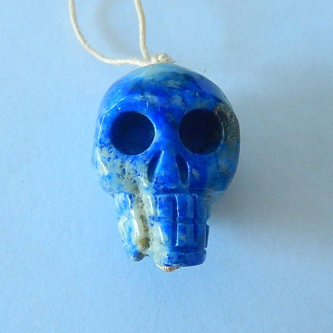 Natural Lapis Lazuli Carving Skull Pendant, 25x19x17mm, 12.2g - MyGemGarden