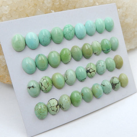 36 PCS Natural Oval Turquoise Gemstone Cabochons, 8x6x4mm, 8.4g - MyGemGarden