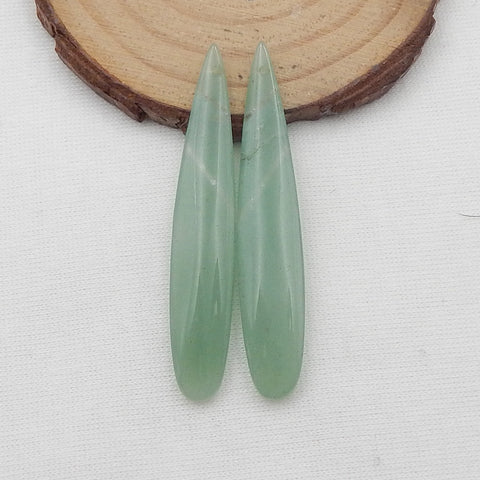 Dangle Earrings Stone Pair Nature Green Aventurine Teardrop Earrings Pair, 51x9x5mm, 6.9g