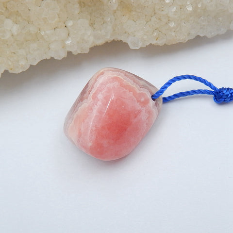 Natural Argentina Rhodochrosite Drilled Gemstone Pendant Bead, 21x18x12mm, 6.3g - MyGemGarden