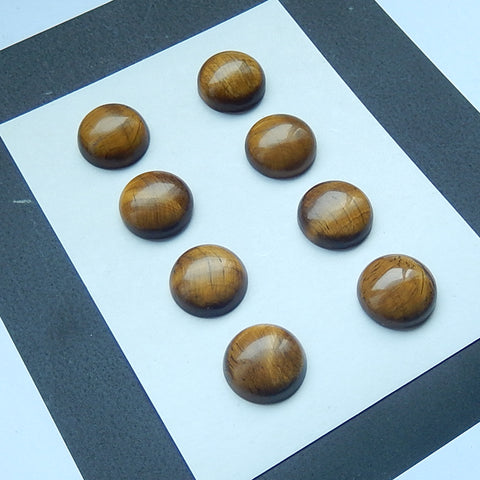 New Arrival 4 Pairs Beautiful Tiger's Eye 16mm round cabochons, 16x7mm, 16x6mm, 18.8g - MyGemGarden