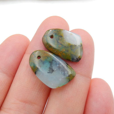 Blue Opal Earrings Stone Pair, stone for earrings making, 17x11x3mm, 2g