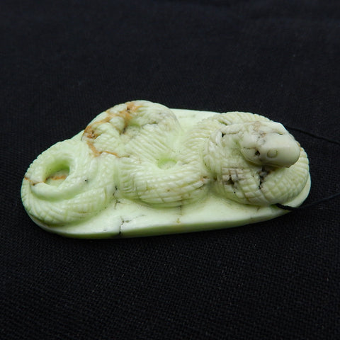 Handmade Lemon Jade Gemstone snake Carved Ornament, 68x40x17mm, 48.3g - MyGemGarden