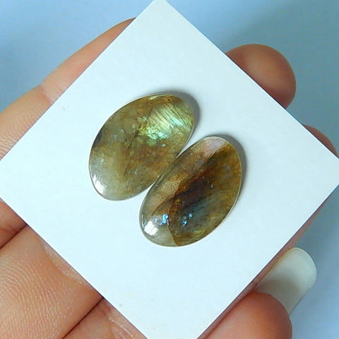 Natural Labradorite Cabochon Pair 19x12x3mm,2.5g - MyGemGarden