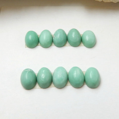 10 PCS Natural Variscite Oval Flatback Gemstone Cabochons, 6x4x4mm, 1.2g - MyGemGarden