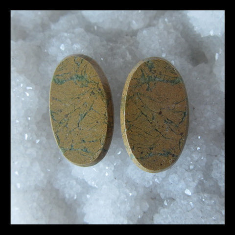 Green Opal Cabochon Pair 29x18x3mm,7.8g - MyGemGarden