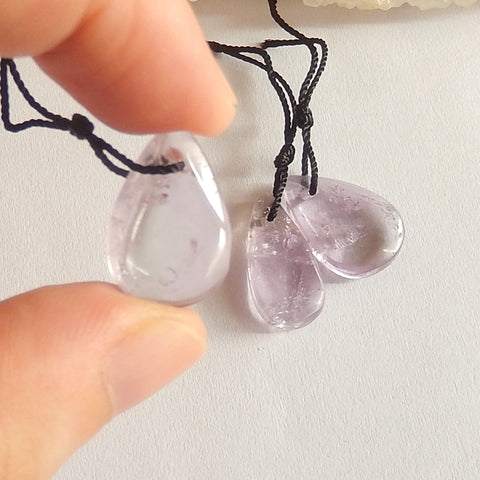 3 pcs Natural Amethyst Gemstone Pendant Bead, 18x9x4mm, 18x12x4mm, 4.1g - MyGemGarden