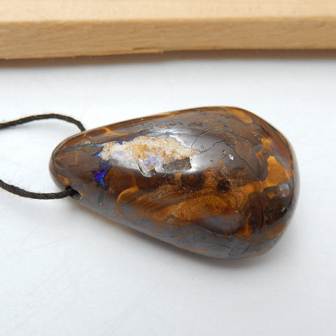 New, Natural Boulder opal Drilled Gemstone Pendant Bead, 39x26x17mm, 23.1g - MyGemGarden