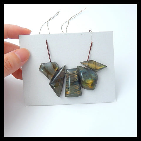 5 pcs Labradorite Pendant Set, 30x18x9mm, 18x17x6mm, 26g - MyGemGarden