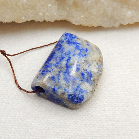 Natural Lapis Lazuli Drilled Gemstone Pendant Bead, 30x23x10mm, 13.9g - MyGemGarden