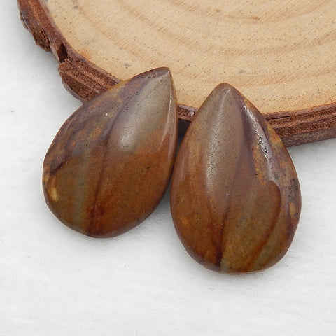 Pear Us Biggs Jasper Gemstone Cabochon Pair, 23x16x3mm, 2.7g