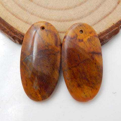 Mookaite Jasper Oval Earrings Stone Pair, stone for earrings making, 28x15x4mm, 5.2g - MyGemGarden