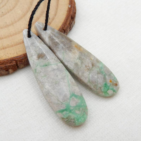 Variscite Teardrop Earrings Stone Pair For Earrings Making, 35x10x4mm, 4.8g