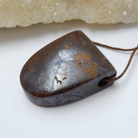 New, Natural Boulder opal Drilled Gemstone Pendant Bead, 30x24x10mm, 14.9g - MyGemGarden