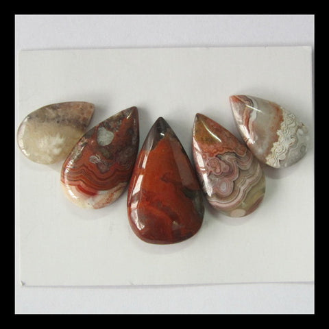 5 PCS Agate Cabochon 28x17x6mm,19x12x4mm,13g - MyGemGarden