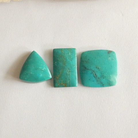 3 pcs Turquoise  Cabochon Pairs 16x5mm,20x12x3mm,19x3mm,4.3g - MyGemGarden