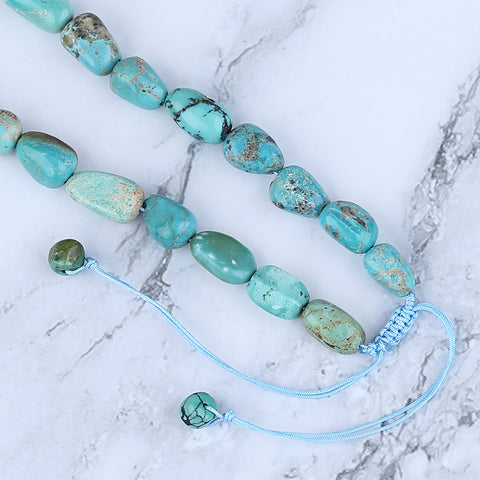 Natural Turquoise Necklace, Turquoise Bead Strands Handmade Gemstones, Adjustable Necklace, 1 Strand, 16-20 inch, 42.5g