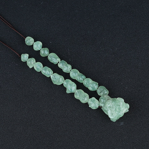 Natural Prehnite Gemstone Necklace, Adjustable Necklace, 1 Strand, 16-24 inch, 41g