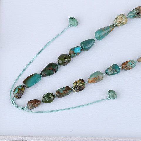 Natural Turquoise Necklace, Turquoise Bead Strands Handmade Gemstones, Adjustable Necklace, 1 Strand, 18-24 inch, 55.2g