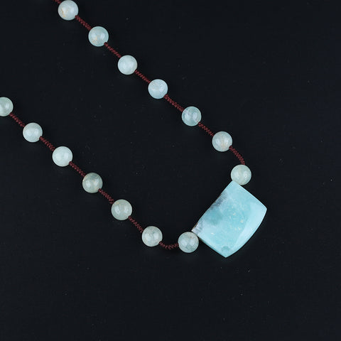 Natural Amazonite,Blue Aquamarine Gemstone Necklace