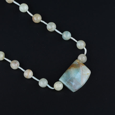 Natural Amazonite,Blue Aquamarine Gemstone Necklace