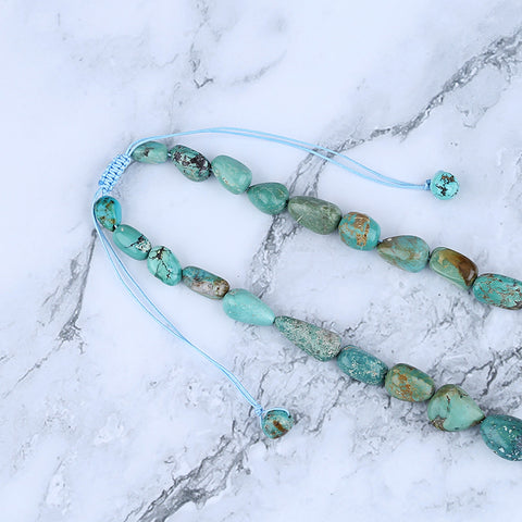 Natural Turquoise Necklace, Turquoise Bead Strands Handmade Gemstones, Adjustable Necklace, 1 Strand, 16-22 inch, 51g