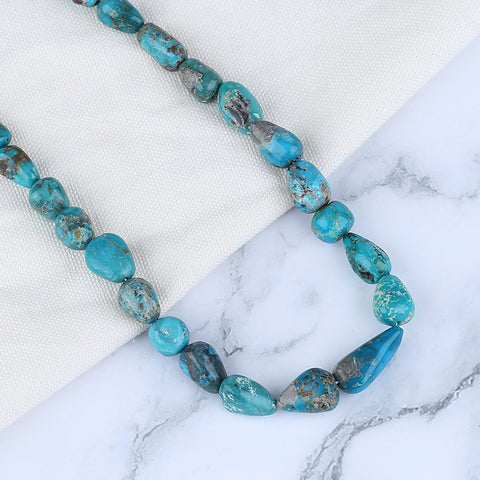 Natural Turquoise Necklace, Turquoise Bead Strands Handmade Gemstones, Adjustable Necklace, 1 Strand, 18-22 inch, 59g