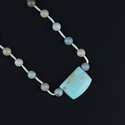 Natural Amazonite,Ocean Jasper Gemstone Necklace