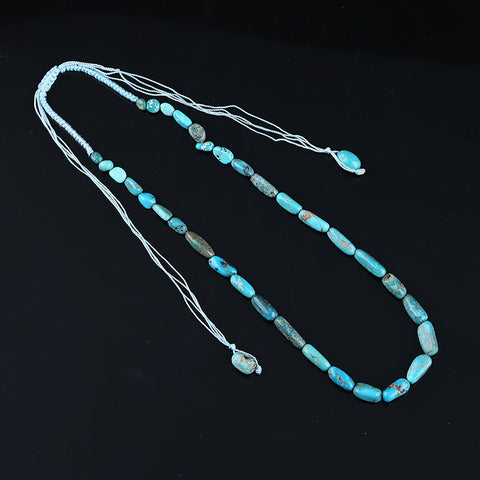 Natural Turquoise Necklace, Turquoise Bead Strands Handmade Gemstones, Adjustable Necklace, 1 Strand, 20-32 inch, 27g