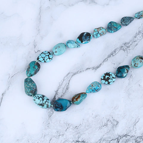 Natural Turquoise Necklace, Turquoise Bead Strands Handmade Gemstones, Adjustable Necklace, 1 Strand, 18-26 inch, 41.6g