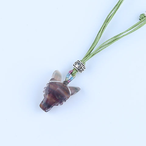 25mm Fluorite Wolf Head Pendant With 925 Sterling Silver Accessory