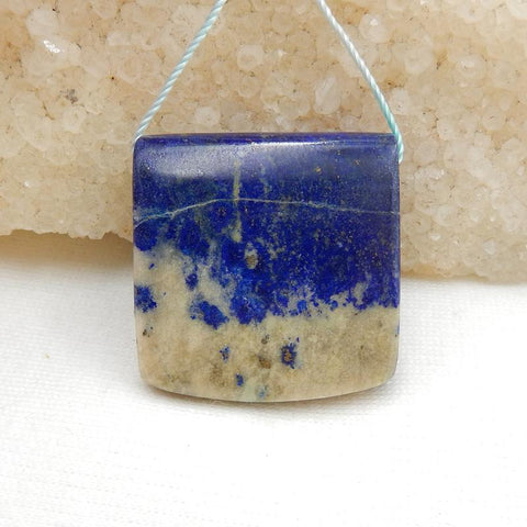 Rectangle Lapis Lazuli Drilled Gemstone Pendant Stone, 27x28x10mm, 15.1g