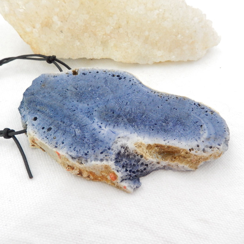 Nugget Blue coral Gemstone Pendant Bead, 107x65x13mm, 125.4g - MyGemGarden