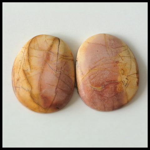 Natural Multi-Color Picasso Jasper Gemstone Cabochon Pair 20x16x4mm,4.0g - MyGemGarden