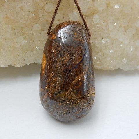 New, Natural Boulder opal Drilled Gemstone Pendant Bead, 34x19x18mm, 17.5g - MyGemGarden