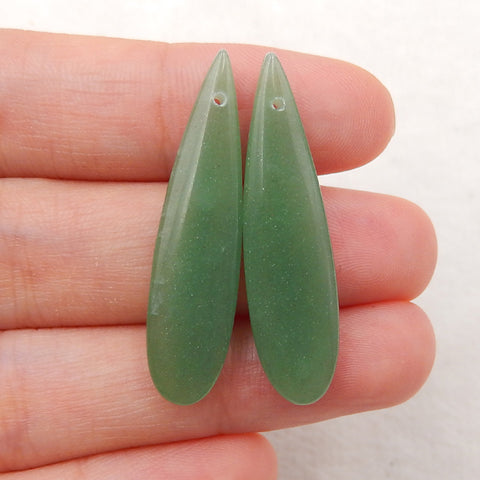 Natural Green Aventurine Teardrop Earrings Stone Pair, stone for earrings making, 34x9x4mm, 4.0g