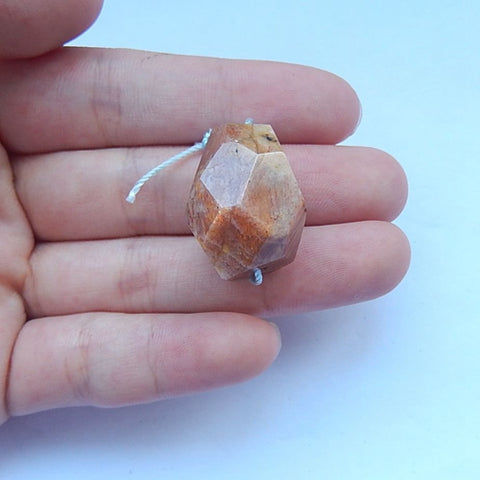 Natural Sunstone Gemstone, Faceted Pendsnt, 22x15mm, 9.4g - MyGemGarden