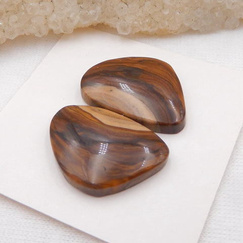 Us Biggs Jasper Gemstone Cabochon Pair, 20x14x5mm, 4.2g