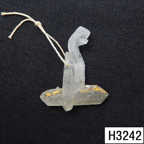 Sale 1 Piece Unique Hand Carved Cobra Snake Clear Ghost Quartz Pendant Stone, 46-65mm - MyGemGarden