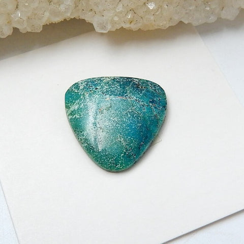 Natural Turquoise Triangle Flatback Gemstone Cabochon, 16x16x3mm, 6ct - MyGemGarden